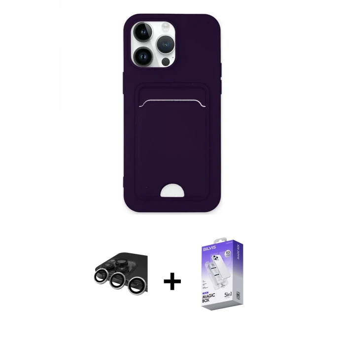ieg™ iPhone 14 Pro Max Kılıf Vadi Çizgi Prime - Siyah Bilvis 5in1 3D Magic Cam Ekran Koruyucu + Raze Metal Kamera Lens - GS