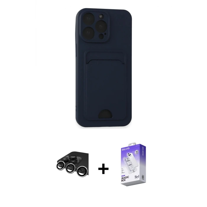 ieg™ iPhone 14 Pro Max Kılıf Vadi Çizgi Prime - Siyah Bilvis 5in1 3D Magic Cam Ekran Koruyucu + Raze Metal Kamera Lens - GS