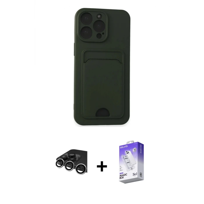 ieg™ iPhone 14 Pro Max Kılıf Vadi Çizgi Prime - Siyah Bilvis 5in1 3D Magic Cam Ekran Koruyucu + Raze Metal Kamera Lens - GS