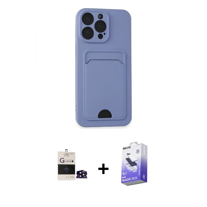 ieg™ iPhone 14 Pro Max Kılıf Vadi Çizgi Prime - Siyah Bilvis 5in1 5D Magic Hayalet Cam Ekran Koruyucu + Bilvis Titan Kamera Lens - SH