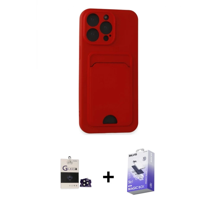 ieg™ iPhone 14 Pro Max Kılıf Vadi Çizgi Prime - Siyah Bilvis 5in1 5D Magic Hayalet Cam Ekran Koruyucu + Bilvis Titan Kamera Lens - SH