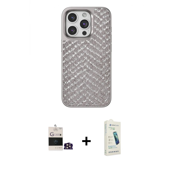 ieg™ iPhone 14 Pro Max Kılıf Vadi Özel Seri - Şeffaf Pasifik Cam Ekran Koruyucu + Bilvis Titan Kamera Lens - GD
