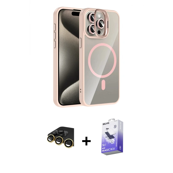 ieg™ iPhone 14 Pro Max Kılıf Yadigar Asil Koleksiyonu - Siyah Bilvis 5in1 5D Magic Hayalet Cam Ekran Koruyucu + Raze Metal Kamera Lens - GD