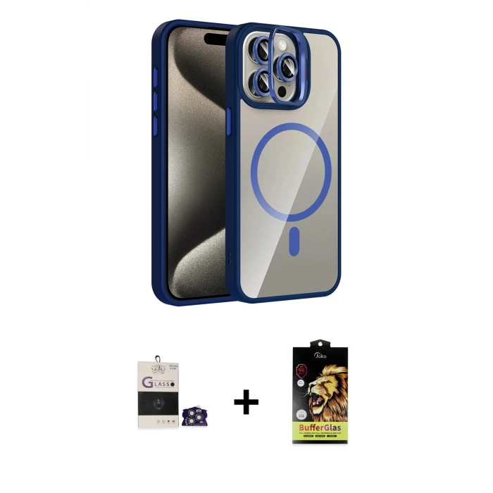 ieg™ iPhone 14 Pro Max Kılıf Yadigar Asil Koleksiyonu - Siyah Buffer Cam Ekran Koruyucu + Bilvis Titan Kamera Lens - GS
