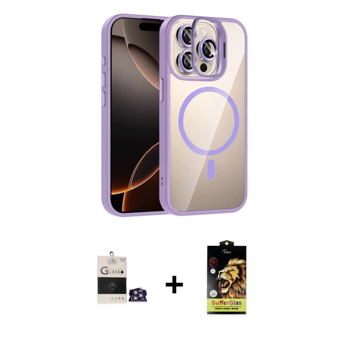 ieg™ iPhone 14 Pro Max Kılıf Yadigar Asil Koleksiyonu - Siyah Buffer Cam Ekran Koruyucu + Bilvis Titan Kamera Lens - GS