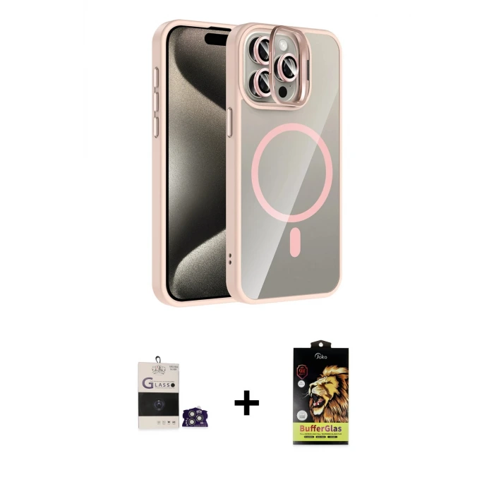 ieg™ iPhone 14 Pro Max Kılıf Yadigar Asil Koleksiyonu - Siyah Buffer Cam Ekran Koruyucu + Bilvis Titan Kamera Lens - GS