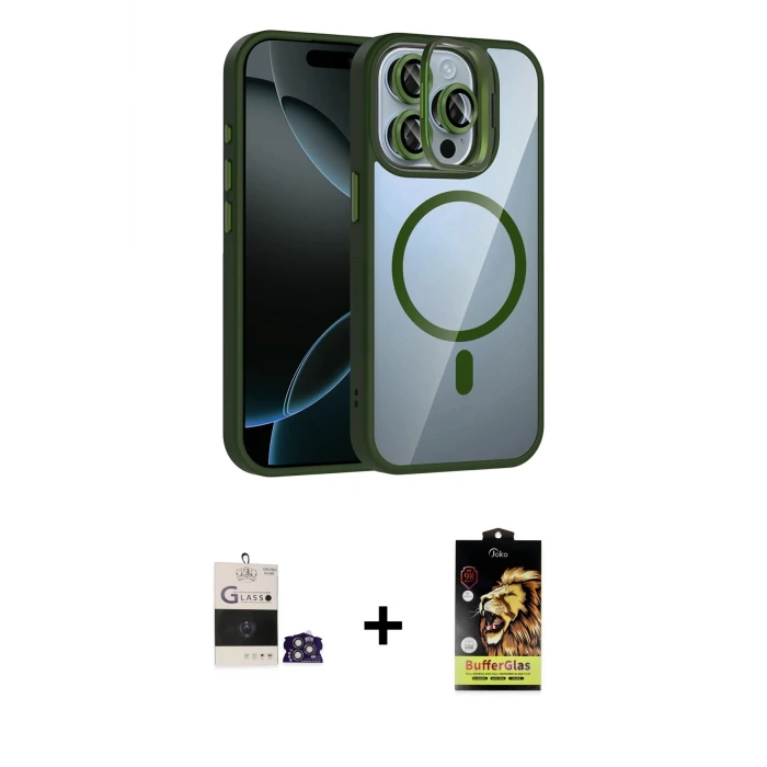 ieg™ iPhone 14 Pro Max Kılıf Yadigar Asil Koleksiyonu - Siyah Buffer Cam Ekran Koruyucu + Bilvis Titan Kamera Lens - GS