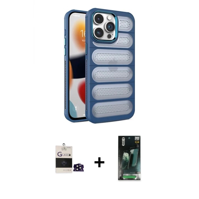 ieg™ iPhone 14 Pro Max Kılıf Yadigar Doku Özel Seri - Şeffaf 360 Full Body Arka Koruyucu + Bilvis Titan Kamera Lens - SH