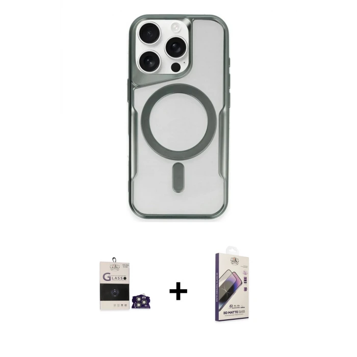 ieg™ iPhone 14 Pro Max Kılıf Yadigar Klasik Özel Seri - Siyah Bilvis 3D Mat Cam Ekran Koruyucu + Bilvis Titan Kamera Lens - GS