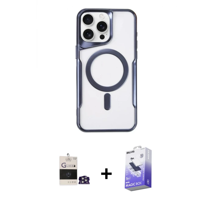ieg™ iPhone 14 Pro Max Kılıf Yadigar Klasik Özel Seri - Siyah Bilvis 5in1 5D Magic Hayalet Cam Ekran Koruyucu + Bilvis Titan Kamera Lens - GS