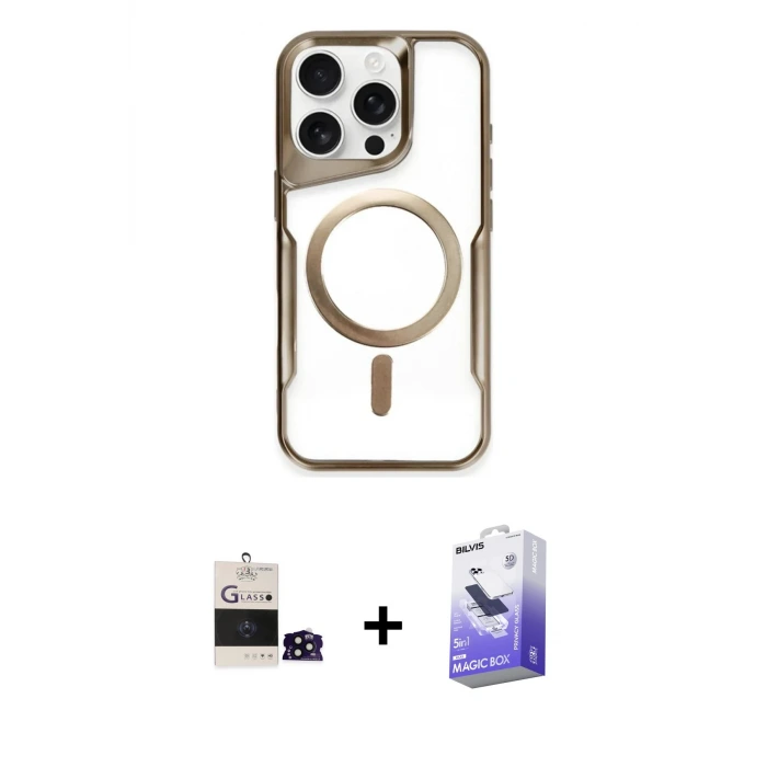 ieg™ iPhone 14 Pro Max Kılıf Yadigar Klasik Özel Seri - Siyah Bilvis 5in1 5D Magic Hayalet Cam Ekran Koruyucu + Bilvis Titan Kamera Lens - SH