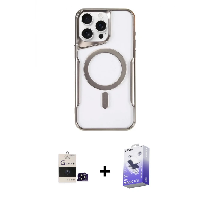 ieg™ iPhone 14 Pro Max Kılıf Yadigar Klasik Özel Seri - Siyah Bilvis 5in1 5D Magic Hayalet Cam Ekran Koruyucu + Bilvis Titan Kamera Lens - SH