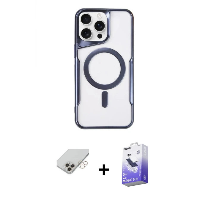 ieg™ iPhone 14 Pro Max Kılıf Yadigar Klasik Özel Seri - Siyah Bilvis 5in1 5D Magic Hayalet Cam Ekran Koruyucu + Band Metal Kamera Lens - GD