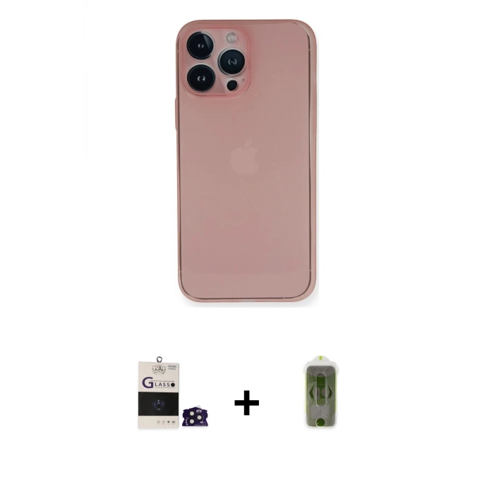 ieg™ iPhone 14 Pro Max Kılıf Yadigar Yansıma Serisi - Siyah Joko Magic 5D Hayalet Cam + Bilvis Titan Kamera Lens - DNMR