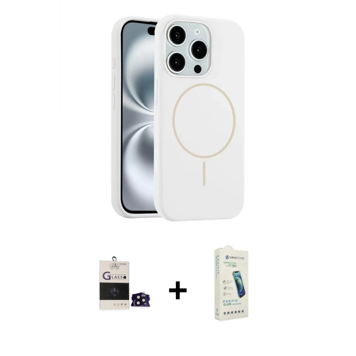 ieg™ iPhone 14 Pro Max Kılıf Yankı Form Serisi - Şeffaf Pasifik Cam Ekran Koruyucu + Bilvis Titan Kamera Lens - SH