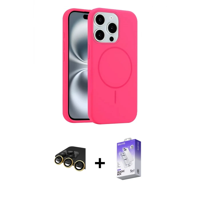 ieg™ iPhone 14 Pro Max Kılıf Yankı Form Serisi - Siyah Bilvis 5in1 3D Magic Cam Ekran Koruyucu + Raze Metal Kamera Lens - GD