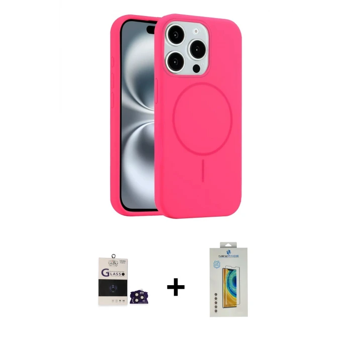 ieg™ iPhone 14 Pro Max Kılıf Yankı Form Serisi - Siyah Polymer Nano Ekran Koruyucu + Bilvis Titan Kamera Lens - DNMR