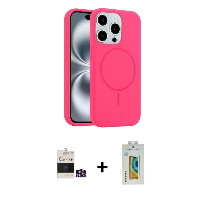 ieg™ iPhone 14 Pro Max Kılıf Yankı Form Serisi - Siyah Polymer Nano Ekran Koruyucu + Bilvis Titan Kamera Lens - GS