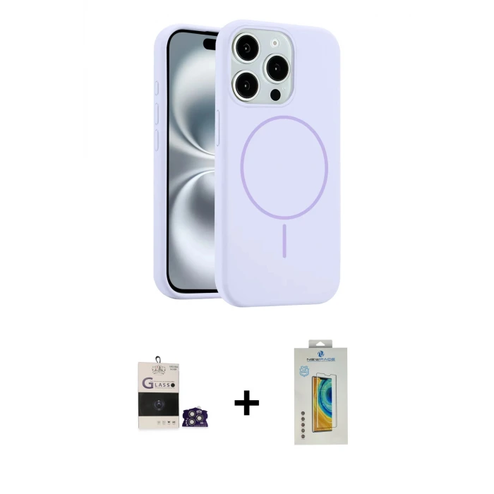 ieg™ iPhone 14 Pro Max Kılıf Yankı Form Serisi - Siyah Polymer Nano Ekran Koruyucu + Bilvis Titan Kamera Lens - GS