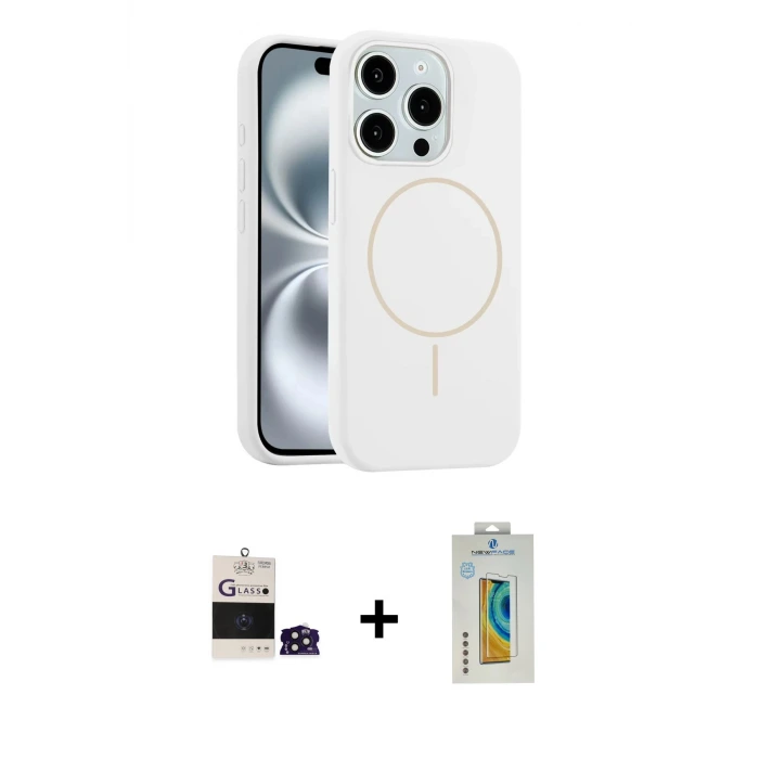 ieg™ iPhone 14 Pro Max Kılıf Yankı Form Serisi - Siyah Polymer Nano Ekran Koruyucu + Bilvis Titan Kamera Lens - DNMR