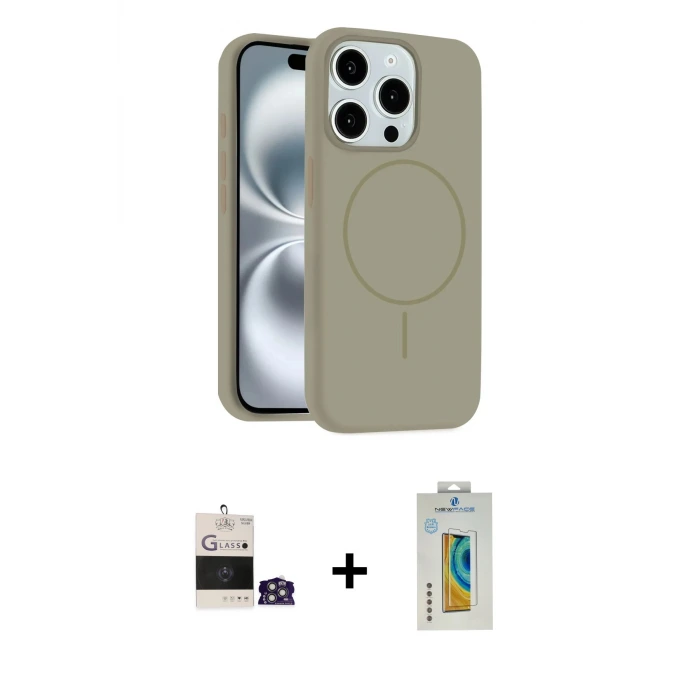 ieg™ iPhone 14 Pro Max Kılıf Yankı Form Serisi - Siyah Polymer Nano Ekran Koruyucu + Bilvis Titan Kamera Lens - GS
