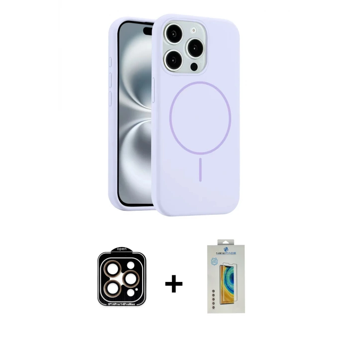 ieg™ iPhone 14 Pro Max Kılıf Yankı Form Serisi - Siyah Polymer Nano Ekran Koruyucu + PVD Metal Kamera Lens - TU