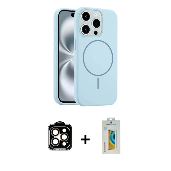 ieg™ iPhone 14 Pro Max Kılıf Yankı Form Serisi - Siyah Polymer Nano Ekran Koruyucu + PVD Metal Kamera Lens - TU