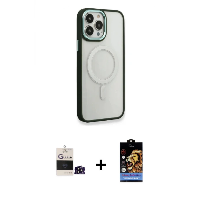 ieg™ iPhone 14 Pro Max Kılıf Yankı Işık Özel Seri - Siyah Buffer Hayalet Cam Ekran Koruyucu + Bilvis Titan Kamera Lens - SH