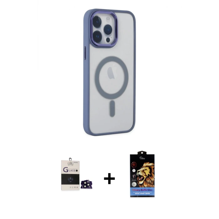 ieg™ iPhone 14 Pro Max Kılıf Yankı Işık Özel Seri - Siyah Buffer Hayalet Cam Ekran Koruyucu + Bilvis Titan Kamera Lens - SH