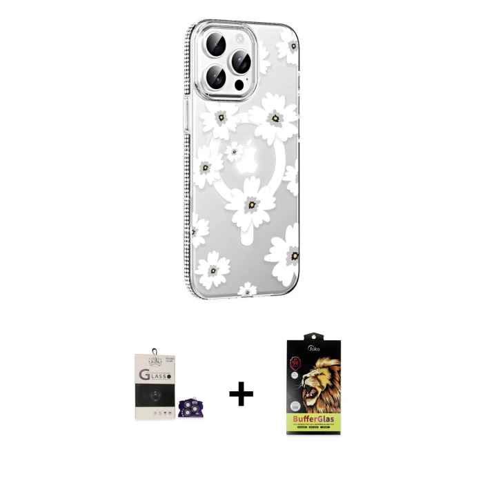 ieg™ iPhone 14 Pro Max Kılıf Yörünge Işık Prime - Siyah Buffer Cam Ekran Koruyucu + Bilvis Titan Kamera Lens - GS