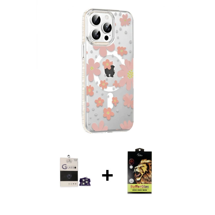 ieg™ iPhone 14 Pro Max Kılıf Yörünge Işık Prime - Siyah Buffer Cam Ekran Koruyucu + Bilvis Titan Kamera Lens - GS