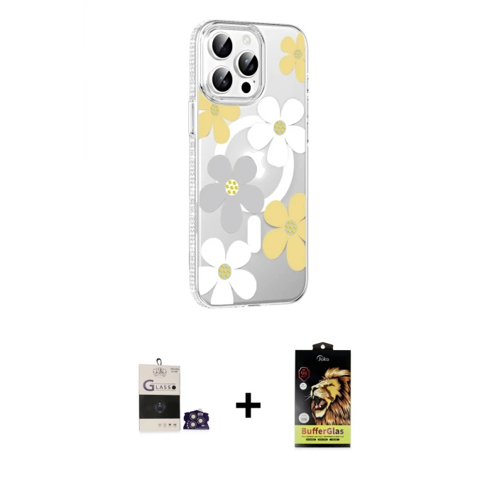 ieg™ iPhone 14 Pro Max Kılıf Yörünge Işık Prime - Siyah Buffer Cam Ekran Koruyucu + Bilvis Titan Kamera Lens - GS