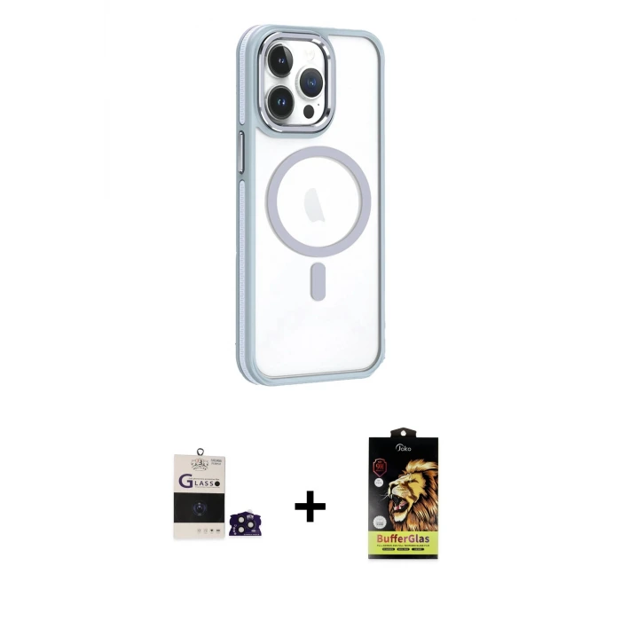 ieg™ iPhone 14 Pro Max Kılıf Yörünge Klasik - Siyah Buffer Cam Ekran Koruyucu + Bilvis Titan Kamera Lens - DNMR