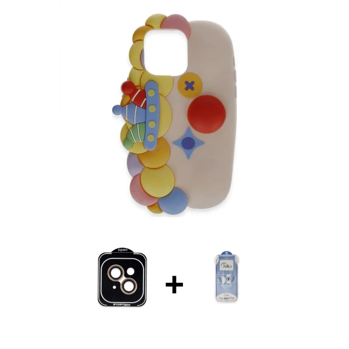 ieg™ iPhone 15 Kılıf Akış Yansıma - Siyah Joko Magic 5D Cam + PVD Metal Kamera Lens - TU