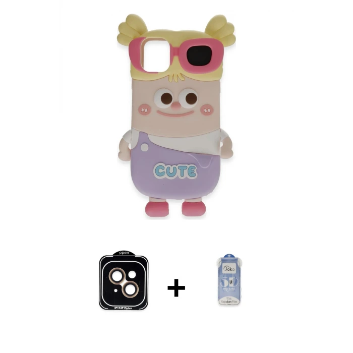 ieg™ iPhone 15 Kılıf Akış Yansıma - Siyah Joko Magic 5D Cam + PVD Metal Kamera Lens - TU