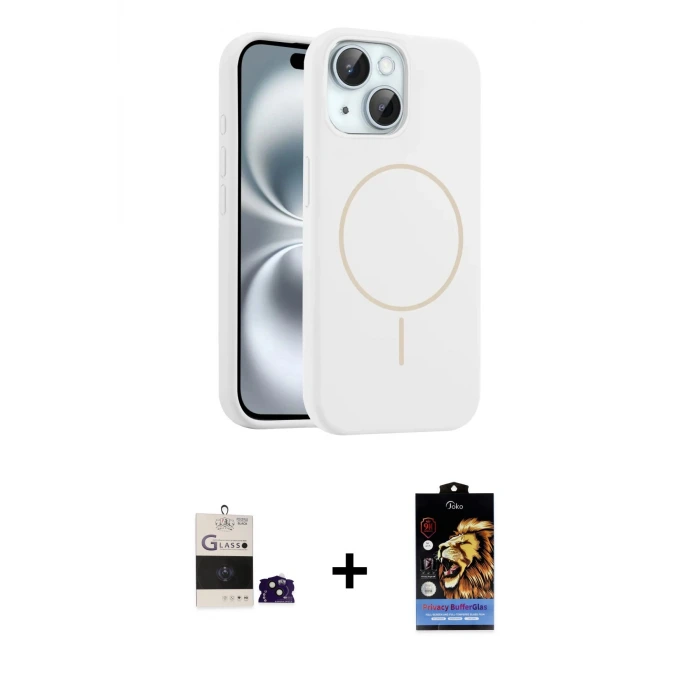 ieg™ iPhone 15 Kılıf Yankı Form Serisi - Siyah Buffer Hayalet Cam Ekran Koruyucu + Bilvis Titan Kamera Lens - SH