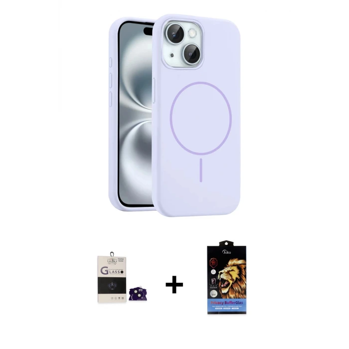 ieg™ iPhone 15 Kılıf Yankı Form Serisi - Siyah Buffer Hayalet Cam Ekran Koruyucu + Bilvis Titan Kamera Lens - SH