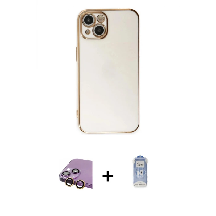 ieg™ iPhone 15 Kılıf Yankı Serisi - Siyah Joko Magic 5D Cam + Raze Metal Kamera Lens - SI