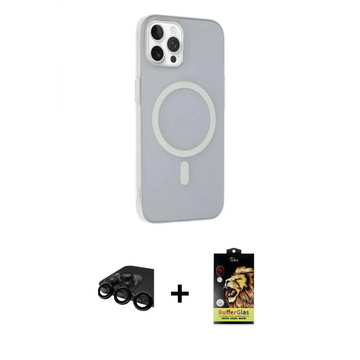 ieg™ iPhone 15 Pro Kılıf Çekirdek Modern Prime - Siyah Buffer Cam Ekran Koruyucu + Raze Metal Kamera Lens - SH