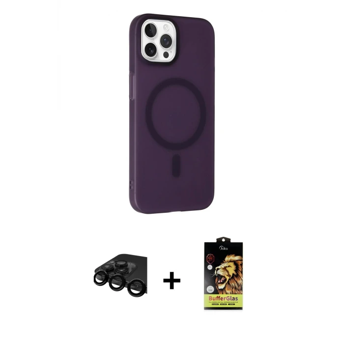 ieg™ iPhone 15 Pro Kılıf Çekirdek Modern Prime - Siyah Buffer Cam Ekran Koruyucu + Raze Metal Kamera Lens - SH