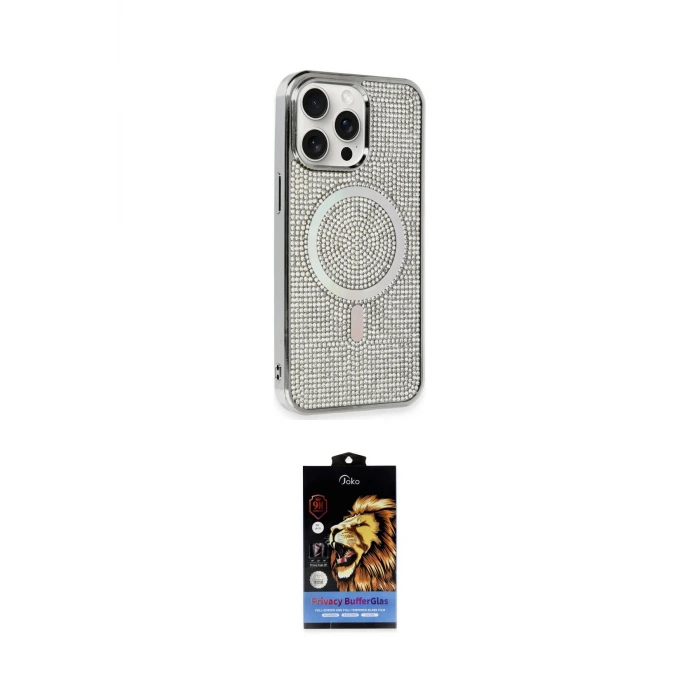 ieg™ iPhone 15 Pro Kılıf Eksen Çizgi - Siyah Buffer Hayalet Cam Ekran Koruyucu