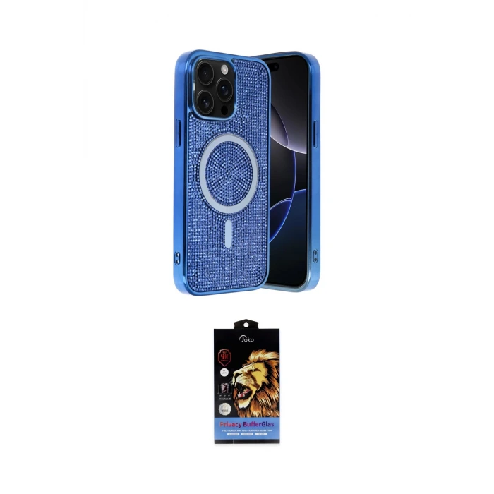 ieg™ iPhone 15 Pro Kılıf Eksen Çizgi - Siyah Buffer Hayalet Cam Ekran Koruyucu