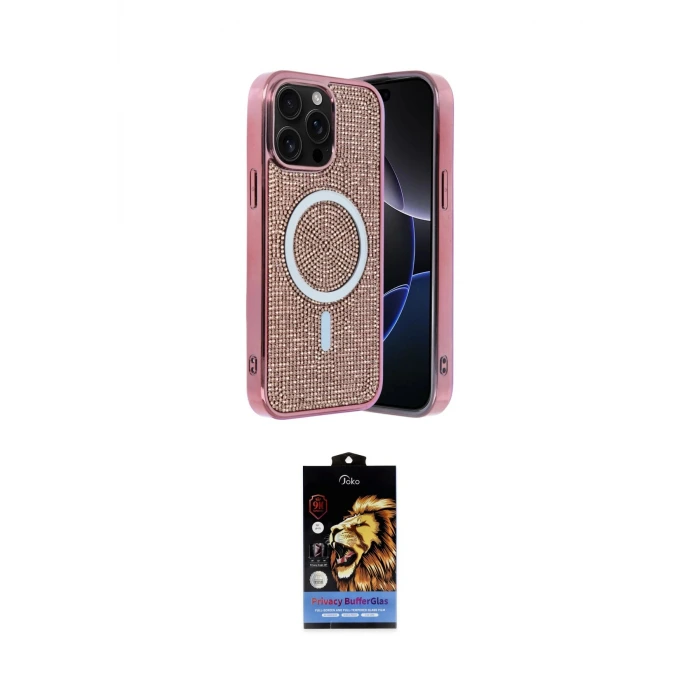 ieg™ iPhone 15 Pro Kılıf Eksen Çizgi - Siyah Buffer Hayalet Cam Ekran Koruyucu