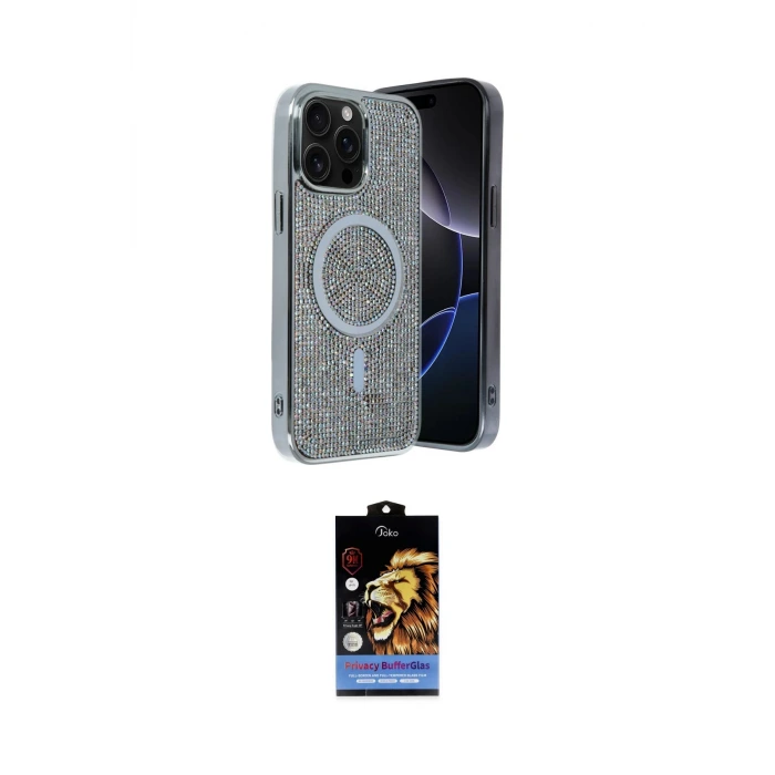 ieg™ iPhone 15 Pro Kılıf Eksen Çizgi - Siyah Buffer Hayalet Cam Ekran Koruyucu