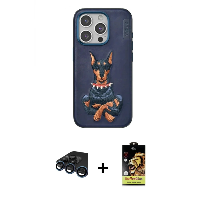 ieg™ iPhone 15 Pro Kılıf Nova Form Koleksiyonu - Siyah Buffer Cam Ekran Koruyucu + Raze Metal Kamera Lens - LT