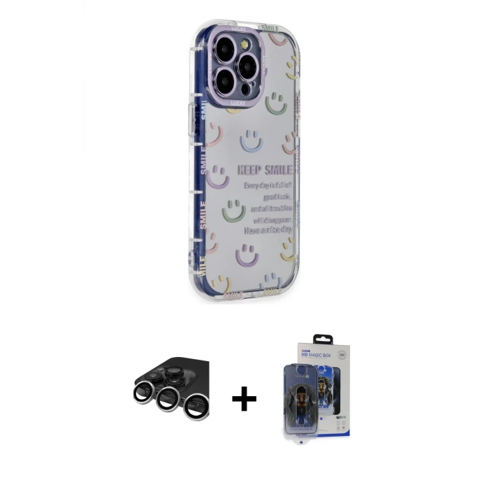 ieg™ iPhone 15 Pro Max Kılıf Ahenk Modern Serisi - Siyah Vanessa Magic Cam + Raze Metal Kamera Lens - GS
