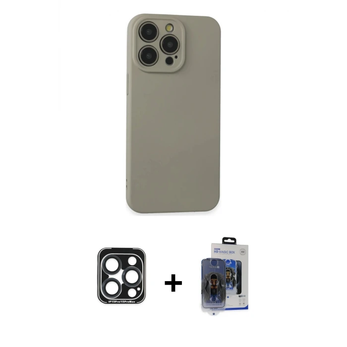 ieg™ iPhone 15 Pro Max Kılıf Ahenk Serisi - Siyah Vanessa Magic Cam + PVD Metal Kamera Lens - LT