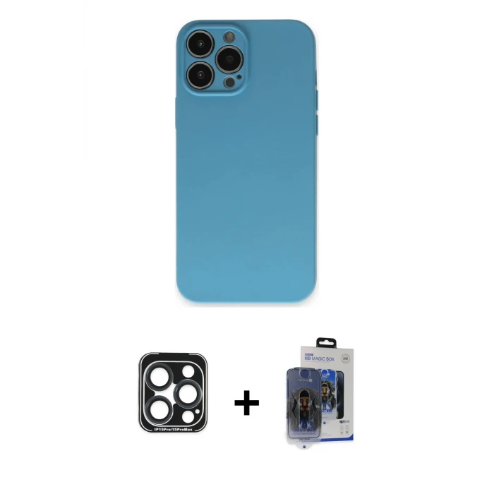 ieg™ iPhone 15 Pro Max Kılıf Ahenk Serisi - Siyah Vanessa Magic Cam + PVD Metal Kamera Lens - LT