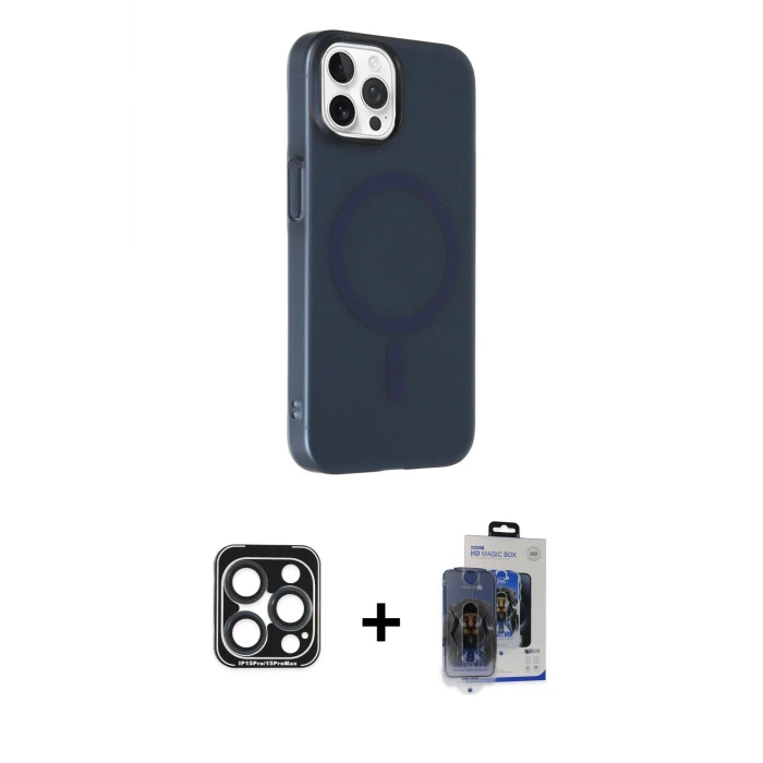 ieg™ iPhone 15 Pro Max Kılıf Çekirdek Modern Prime - Siyah Vanessa Magic Cam + PVD Metal Kamera Lens - LT