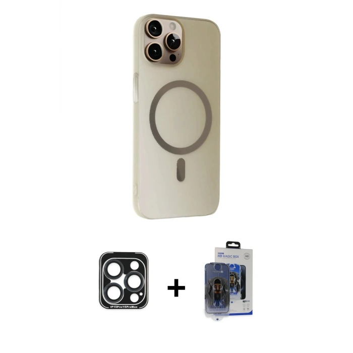 ieg™ iPhone 15 Pro Max Kılıf Çekirdek Modern Prime - Siyah Vanessa Magic Cam + PVD Metal Kamera Lens - LT